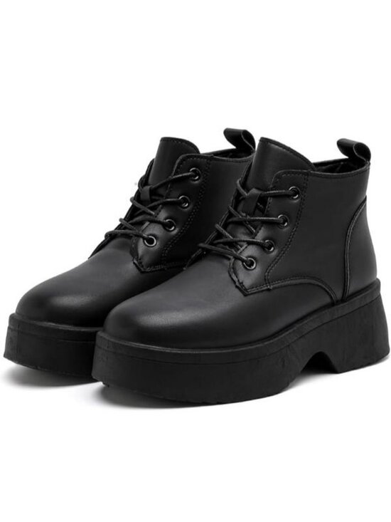 Shoes - Women's Chelsea Boots Slip On Black Boots Ankle Wedge Chunky Lace Up Booties